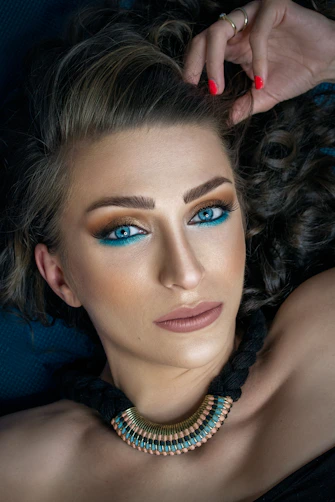 a woman with blue eyes
