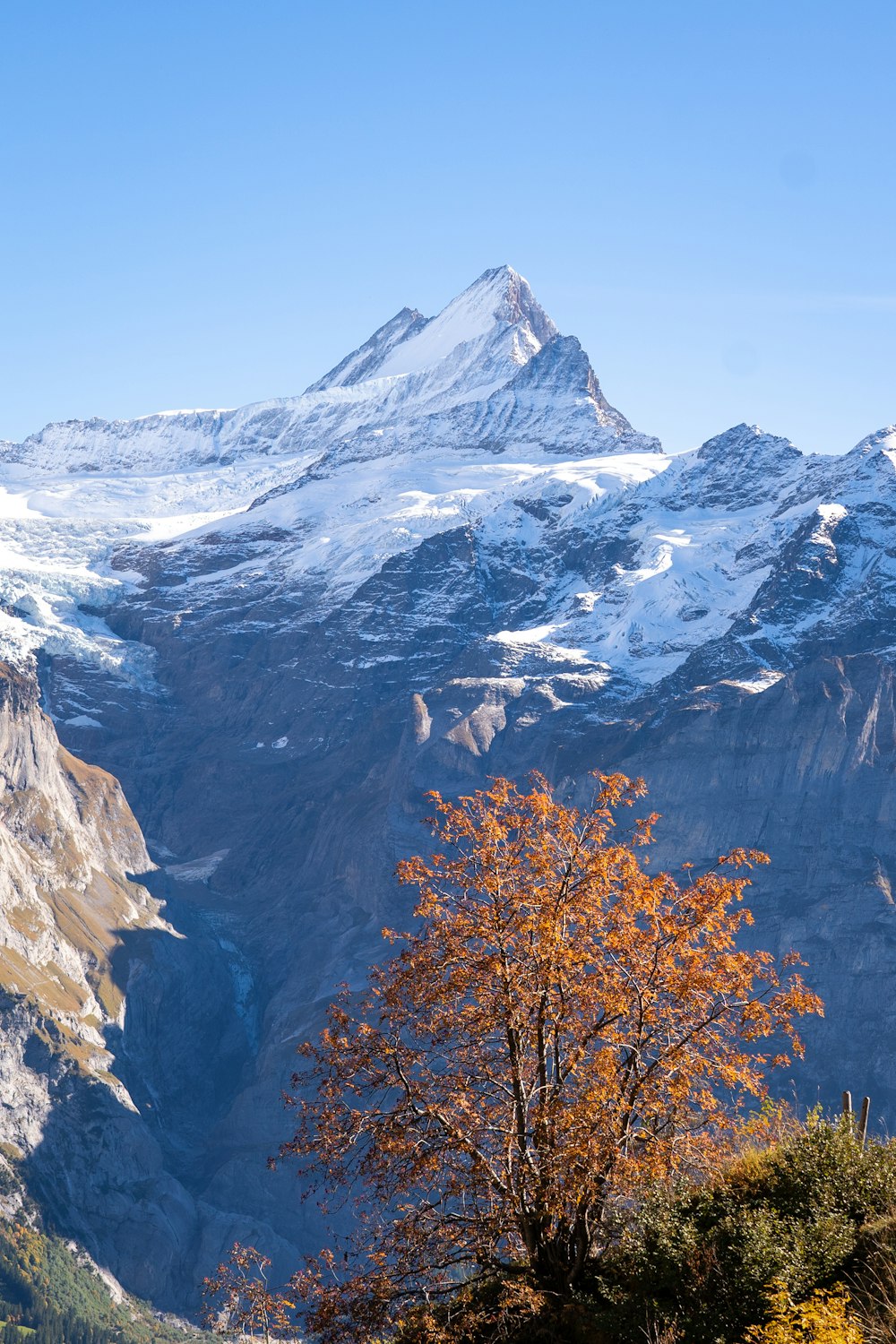 a mountain with snow