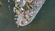 a large building on the water