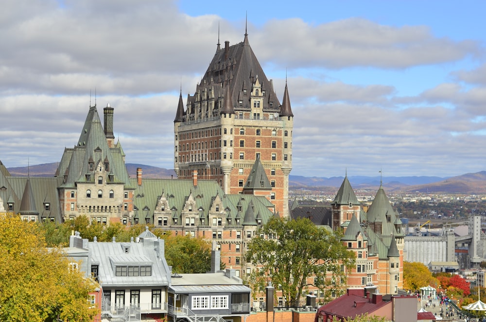 a large building with towers