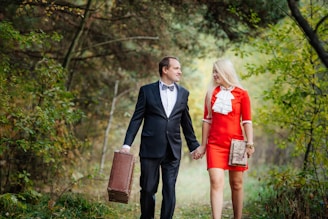 a man and woman walking