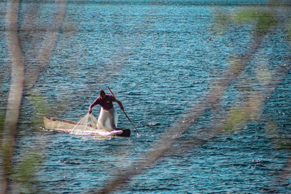 a person rowing a boat