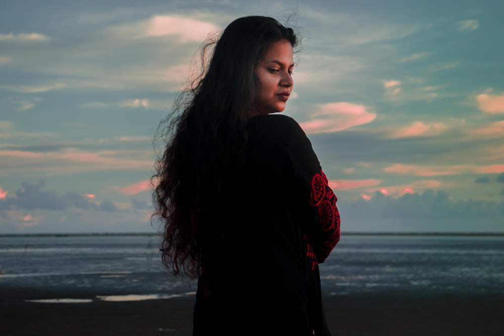 a person standing on a beach