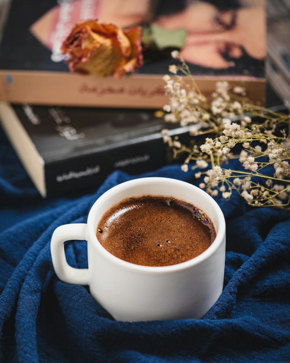 a cup of coffee on a table