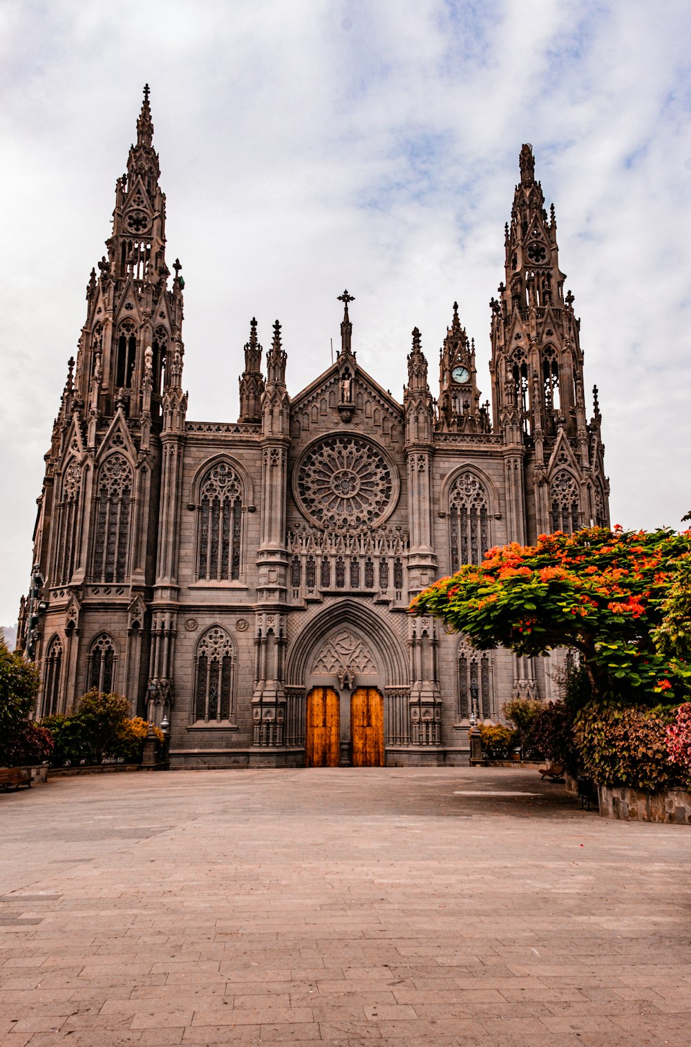 a large stone building with towers