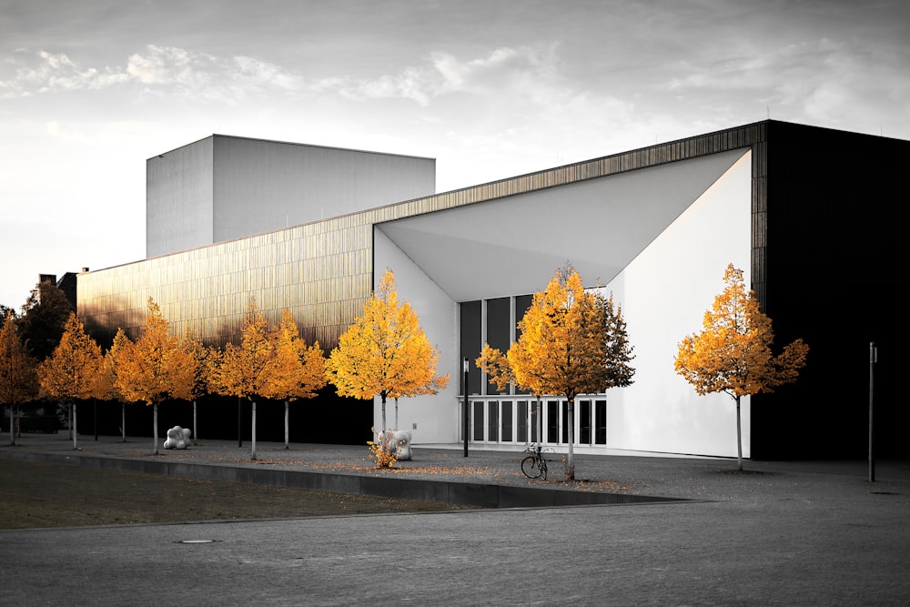 a building with trees in front of it