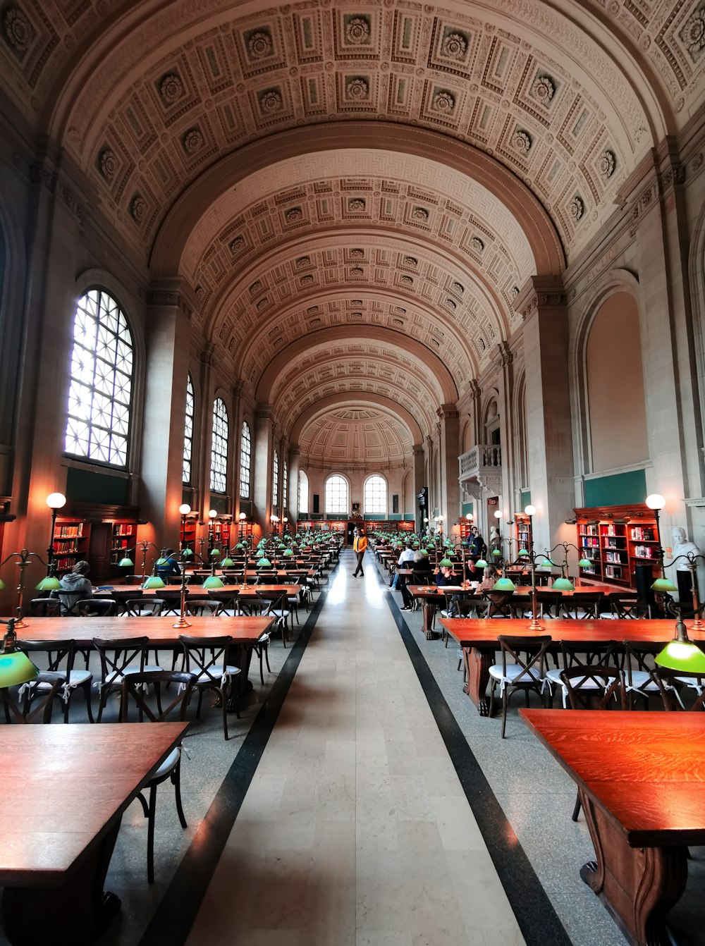 a large room with tables and chairs