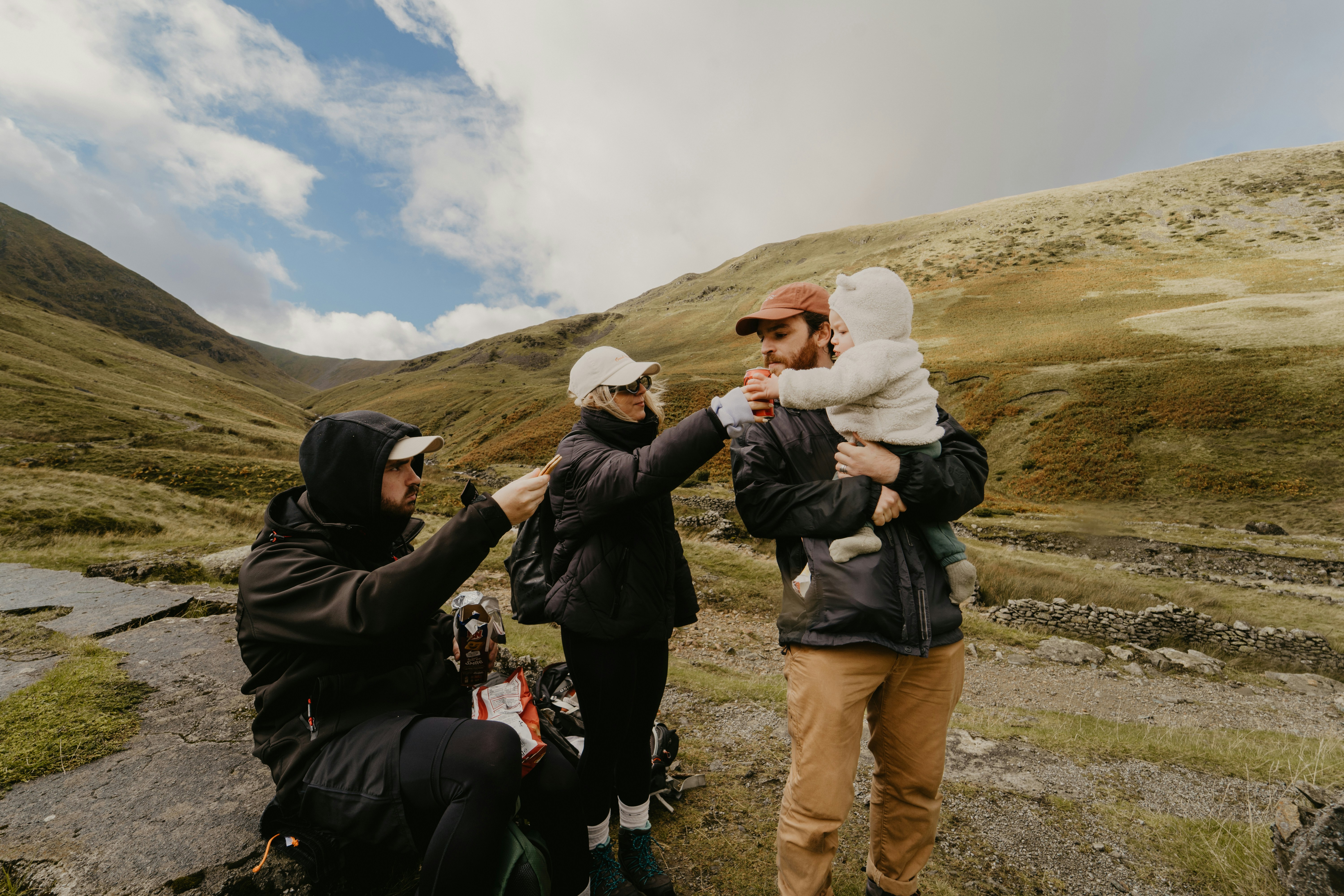 a group of people on a mountain