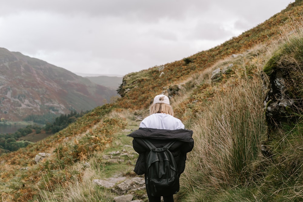 a person walking on a trail