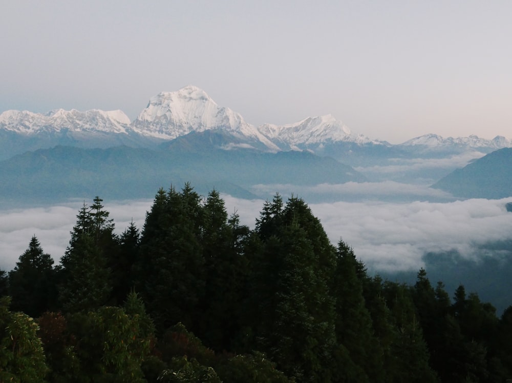 a mountain range with snow