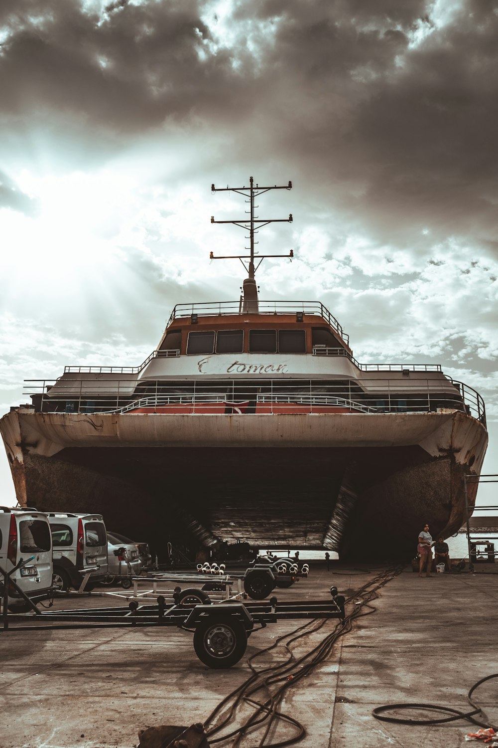 a large ship on a dock