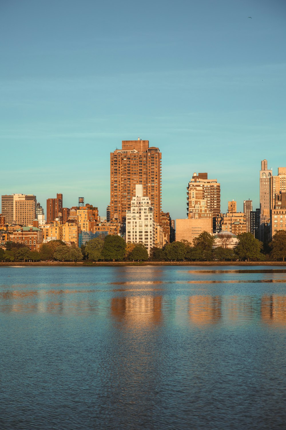 a body of water with buildings along it