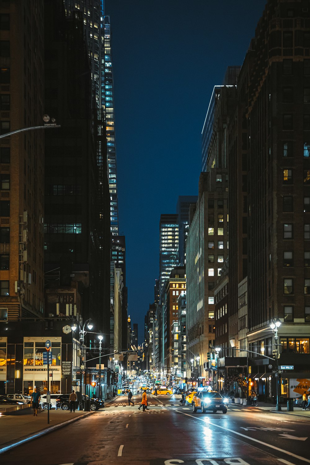 a city street at night