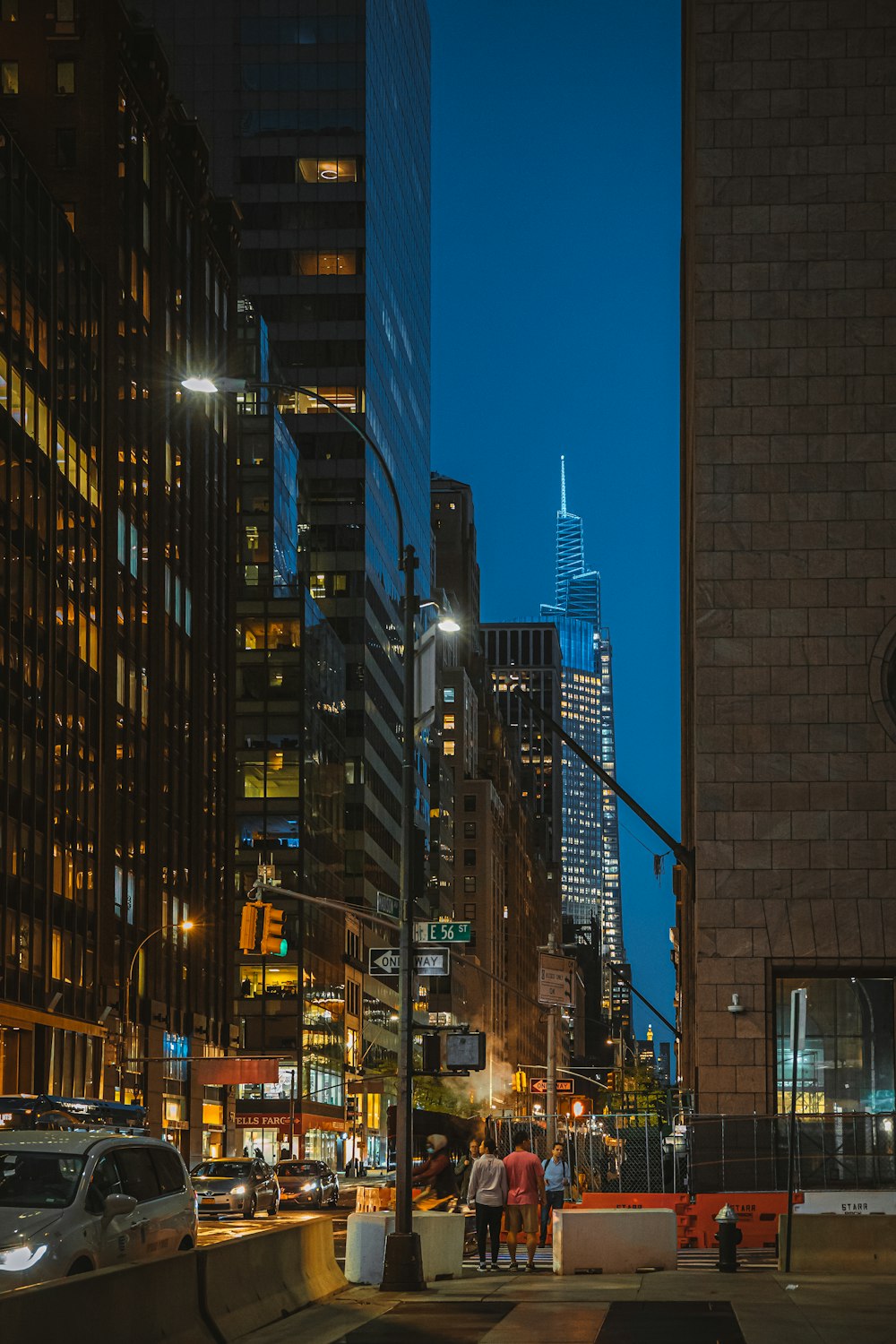 a city street at night