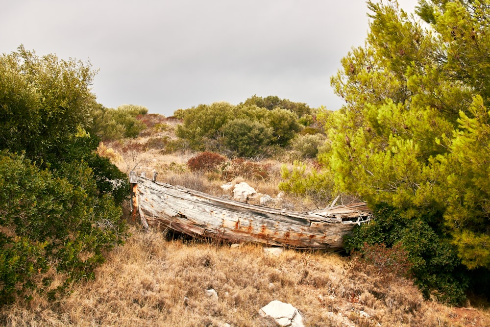 a boat on the ground