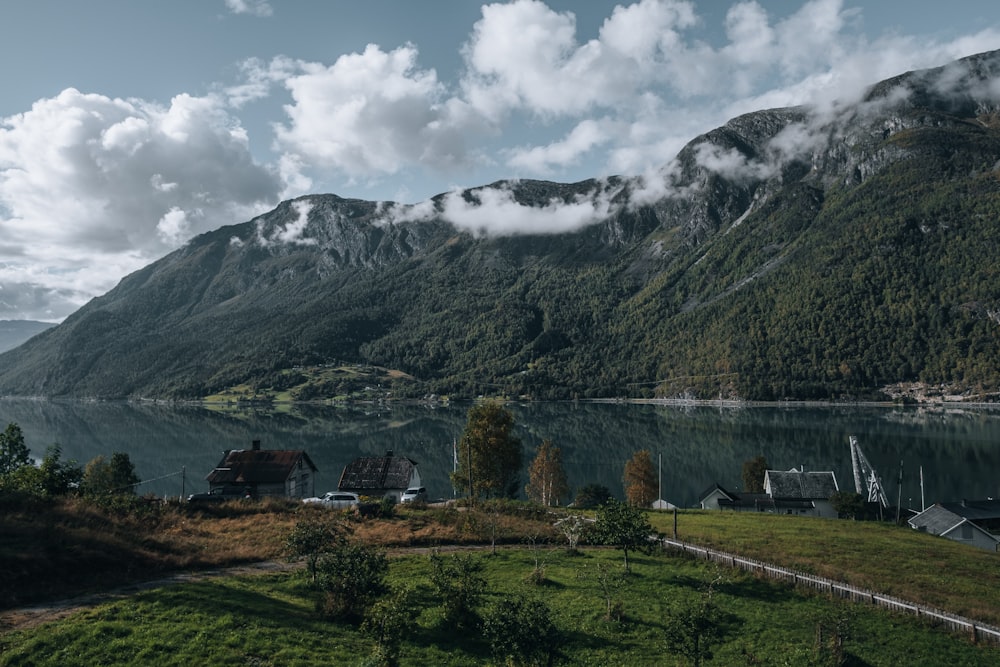 a lake and mountains