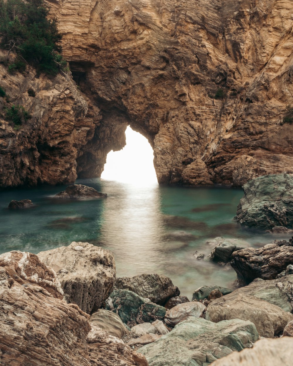 a cave with a body of water in it