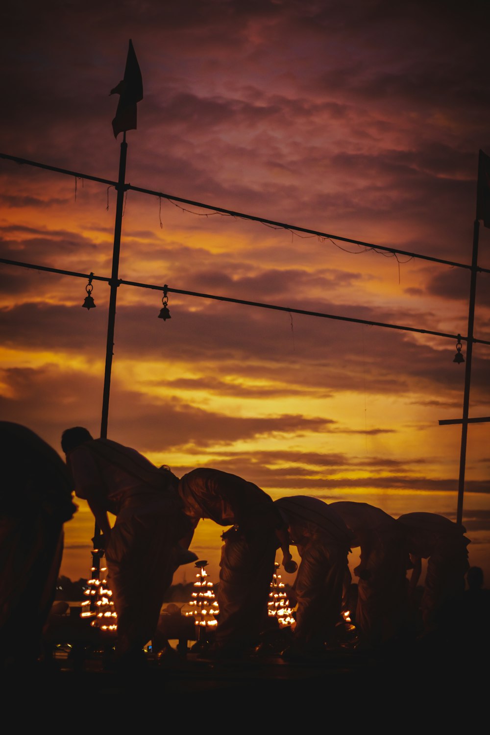 a group of people working on a power line