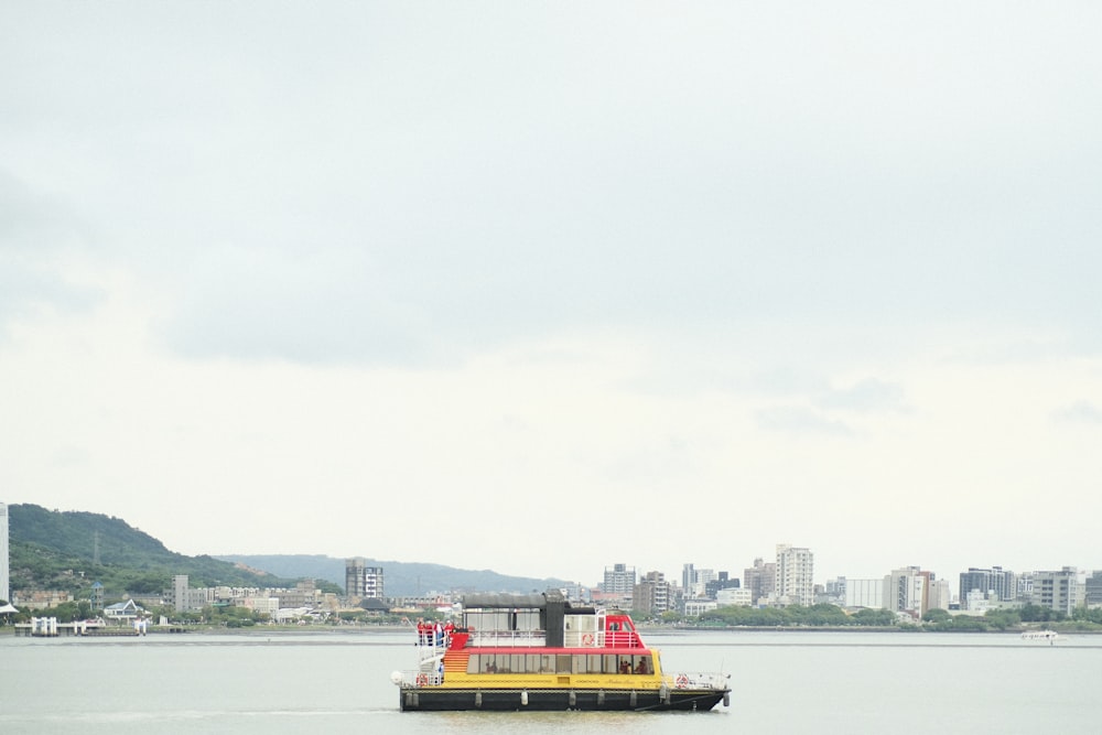 a small boat in a large body of water