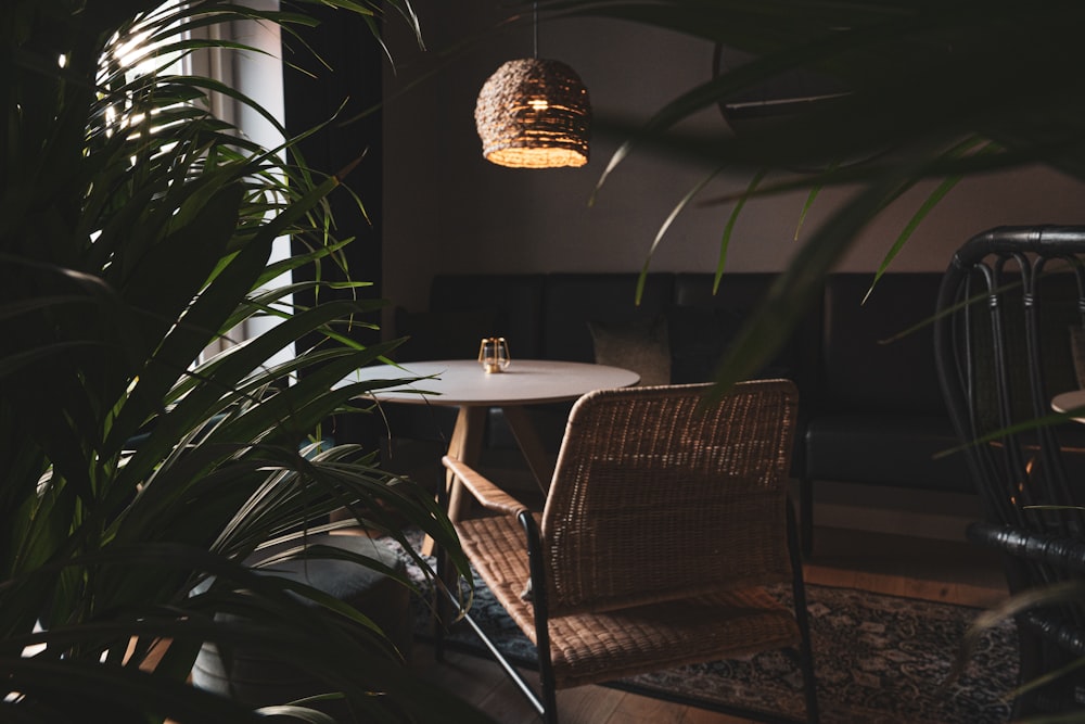 a table and chairs in a room