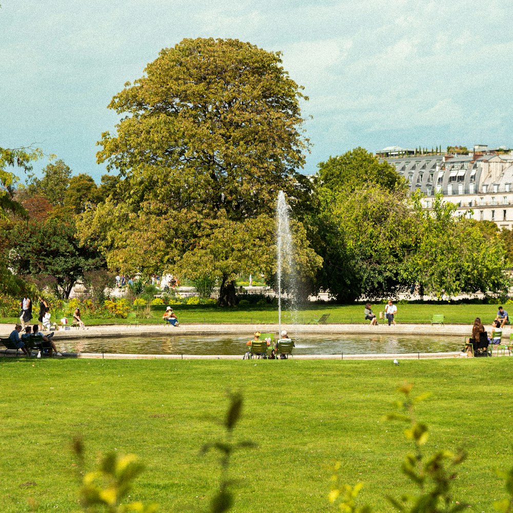 a fountain in a park