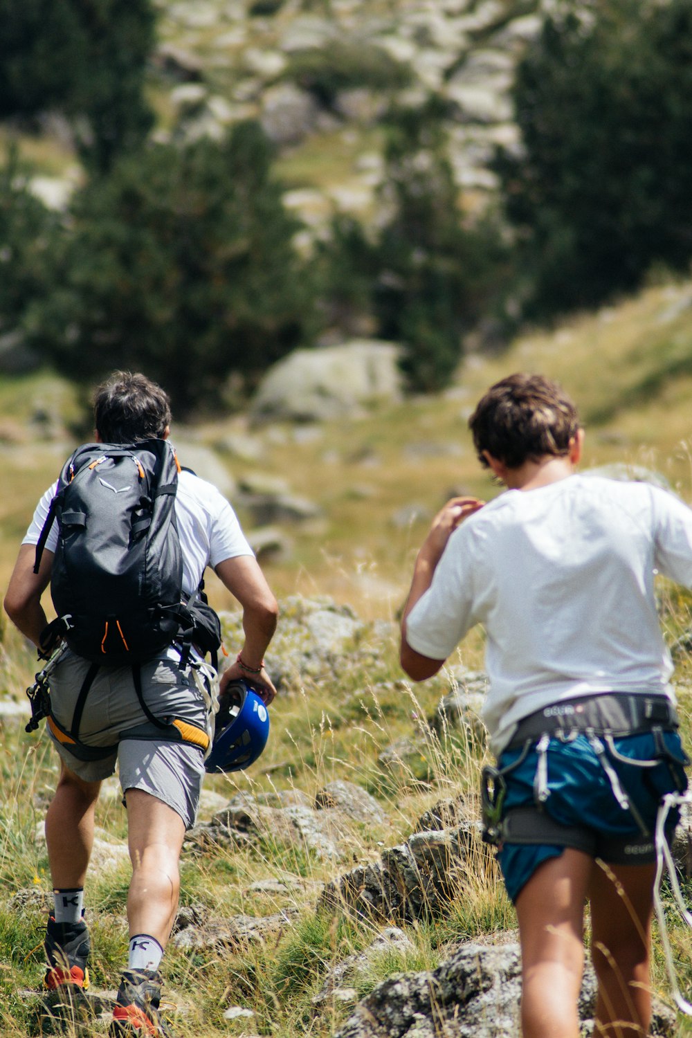 a group of men hiking