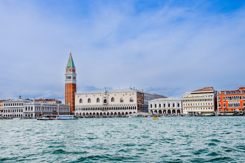 a body of water with buildings along it