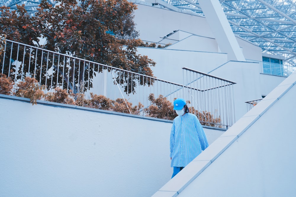 a person walking on a bridge