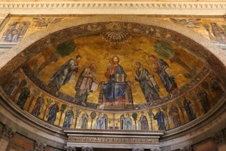 a painting on a wall with Basilica of Saint Paul Outside the Walls in the background
