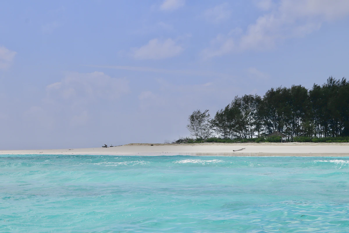 A quiet beach with clear blue water on Zanzibar's north coast