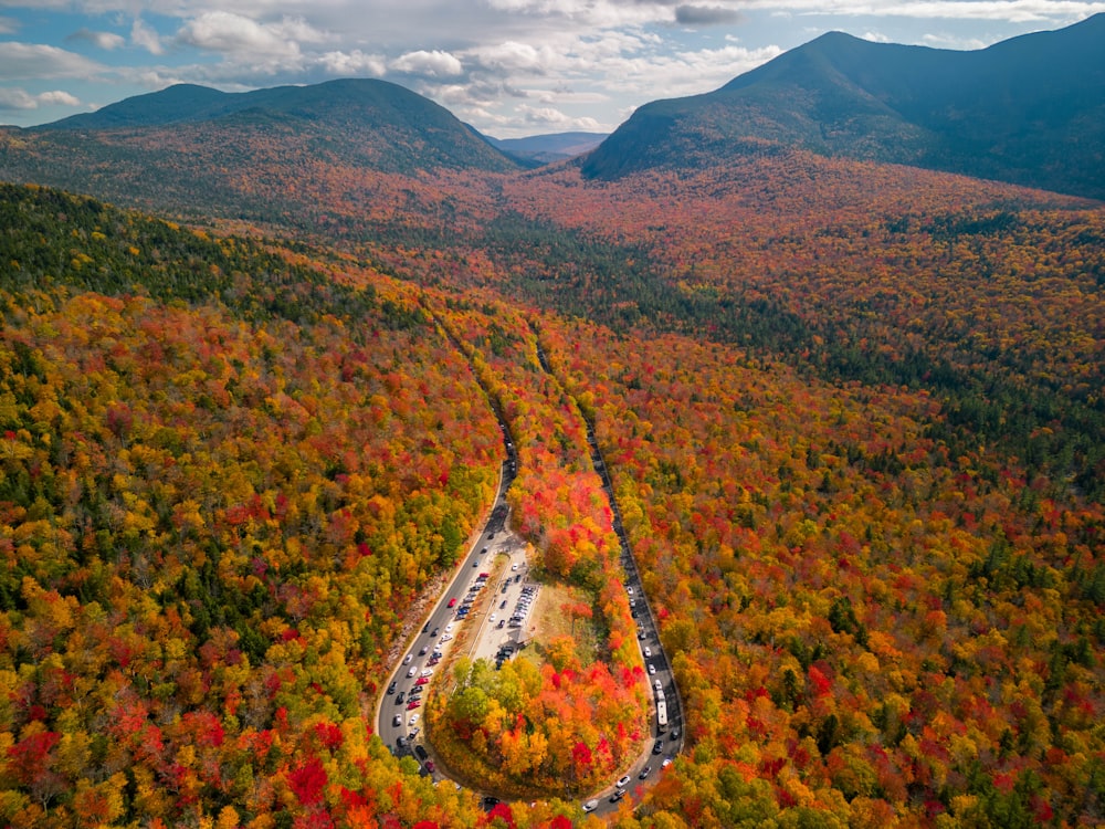 a winding road through a beautiful landscape