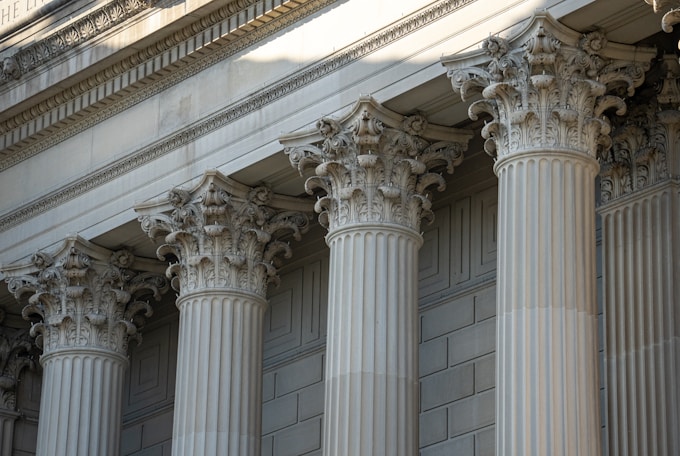 a building with columns