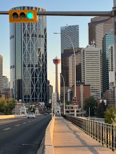 a street light in a city