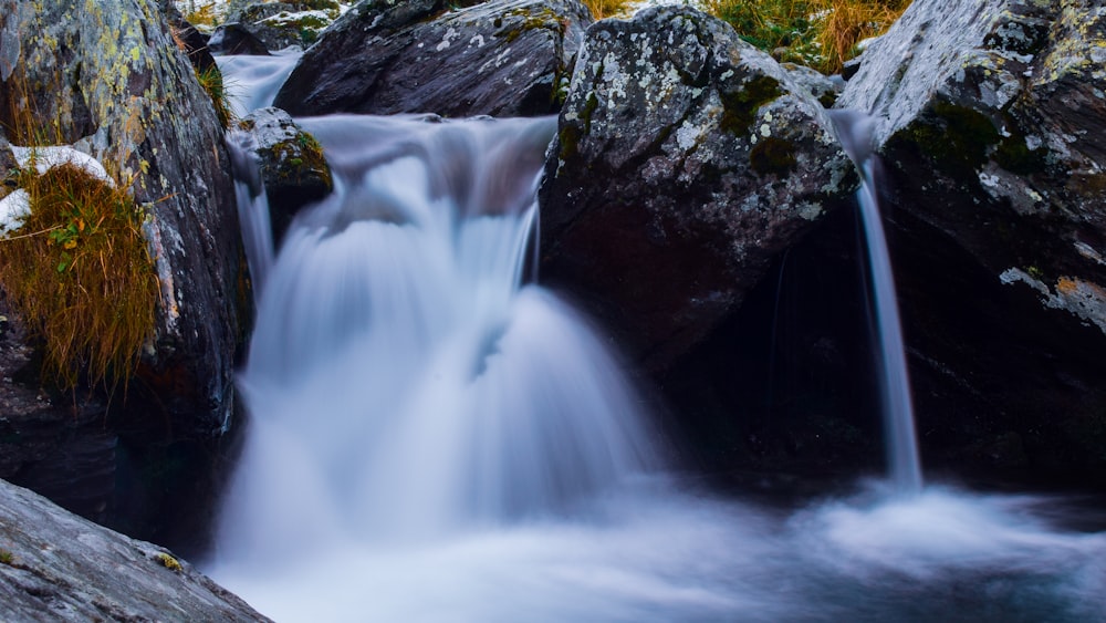 a waterfall over rocks