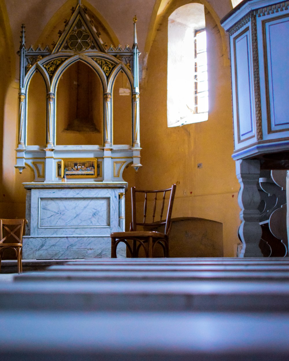 a chair in a church