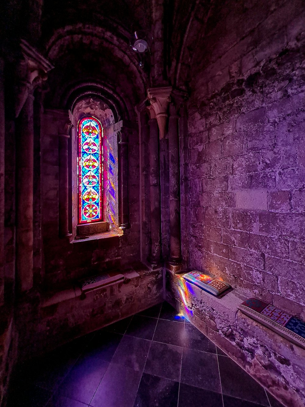 a window in a brick building