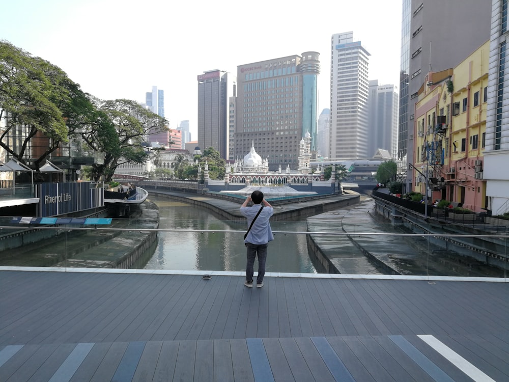 a person standing on a roof