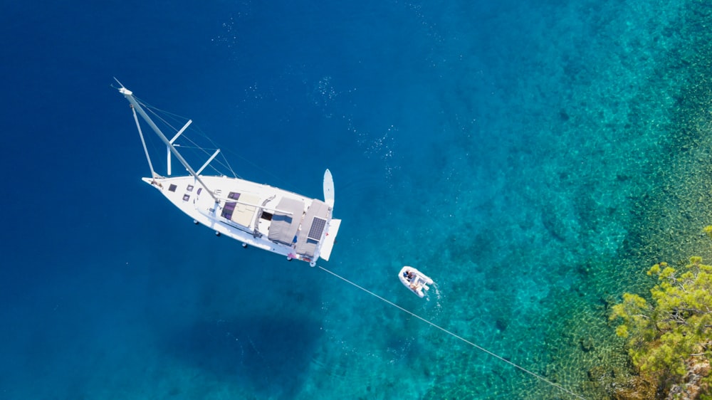 a large white ship in the water