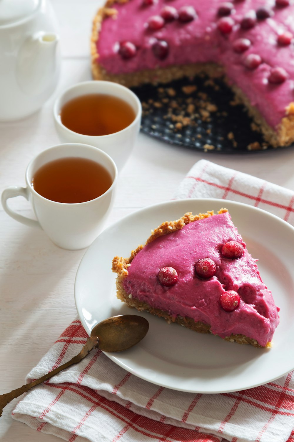 a plate of cake and coffee