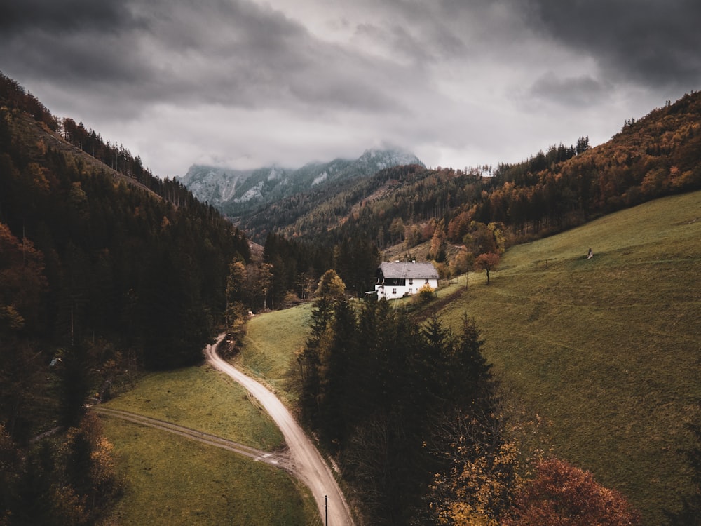 a road going through a valley