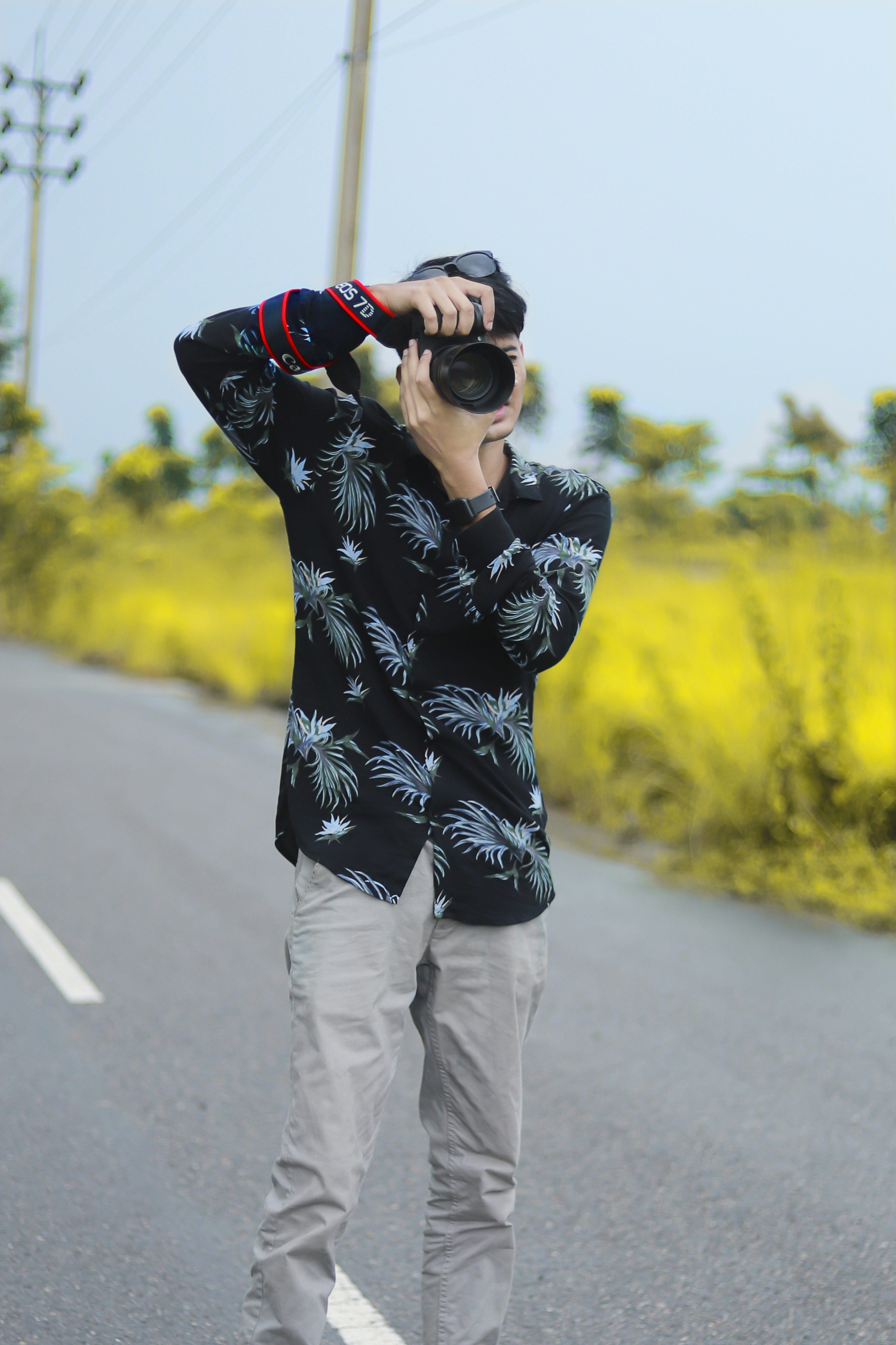 a person holding a camera