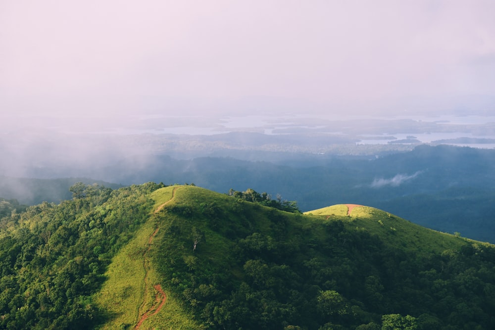 a landscape with hills and trees