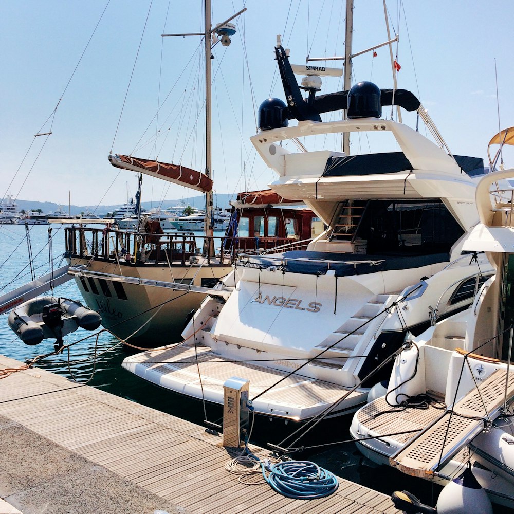 a group of boats docked