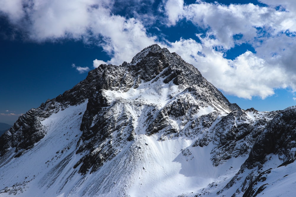 a mountain with snow