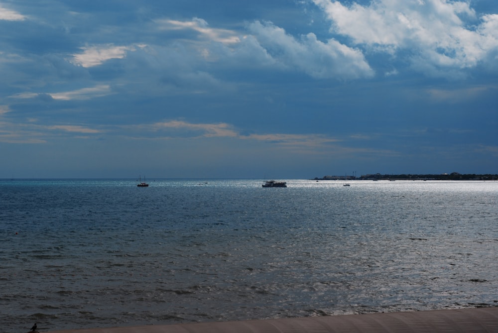 a beach with boats in it