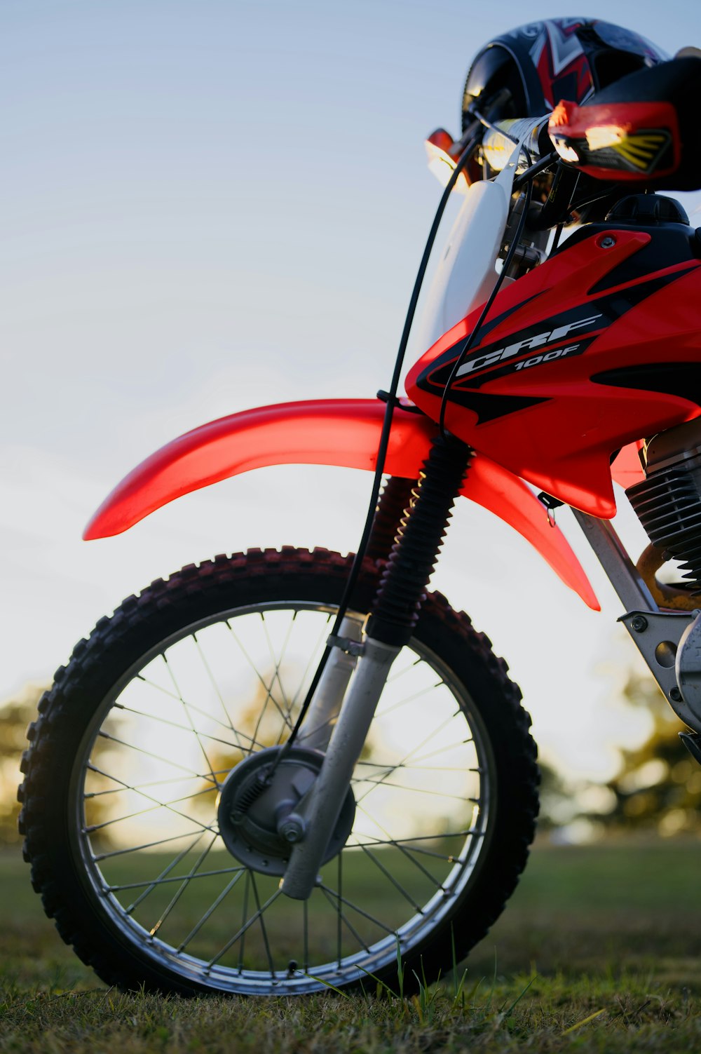 a motorcycle with a helmet