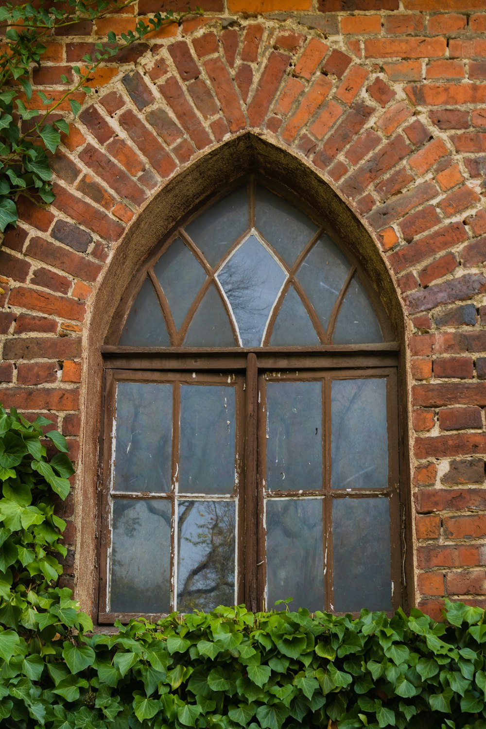 a window in a brick building