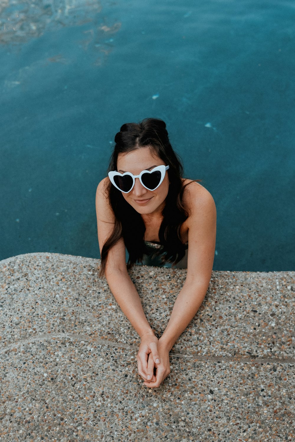 a woman wearing sunglasses