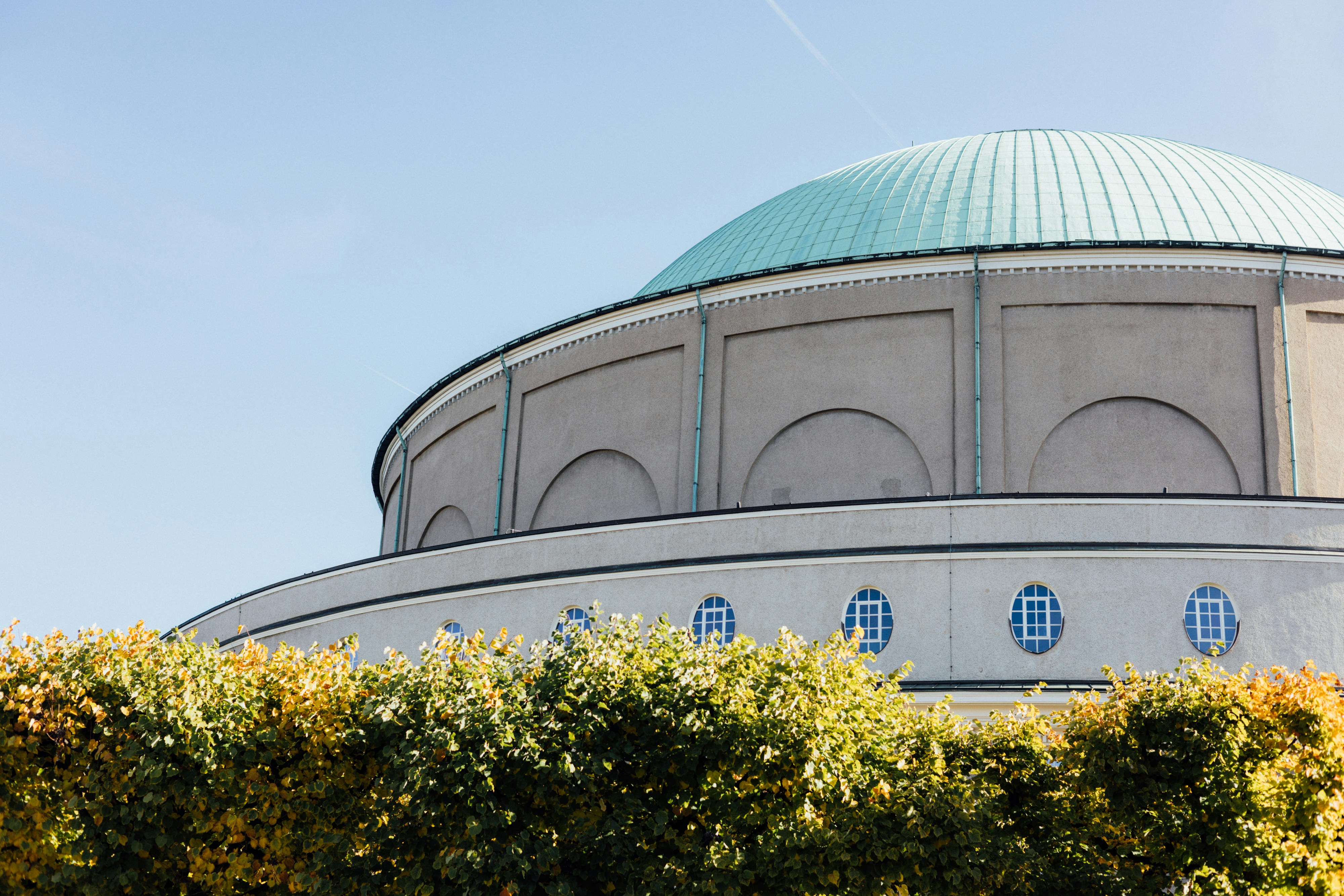 a building with a green roof
