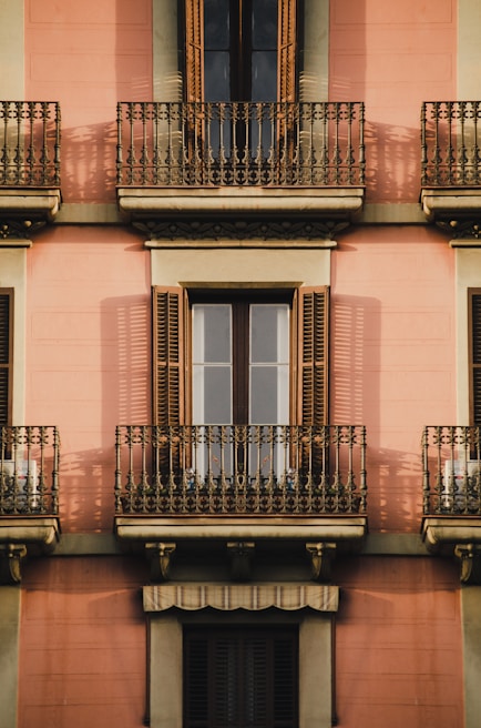 a balcony with a gate